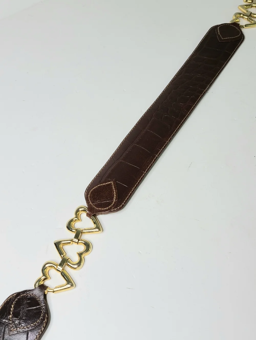 Express Compagnie Internationale Made In Italy Croc Print Vintage Leather Belt